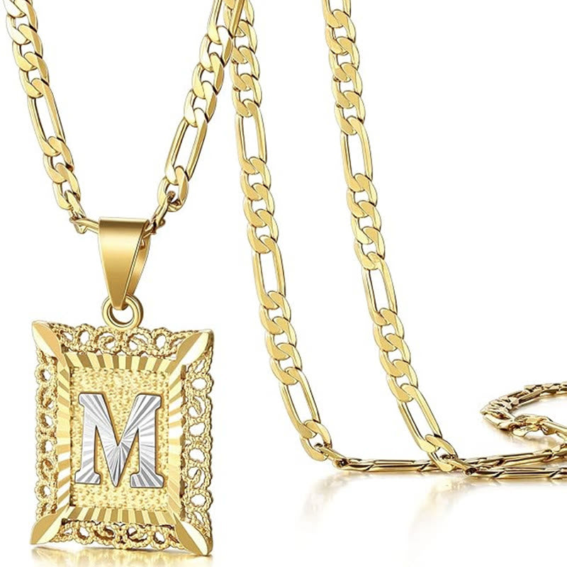 Golden Exquisite Square Hollow Letter Necklace - M - image 16