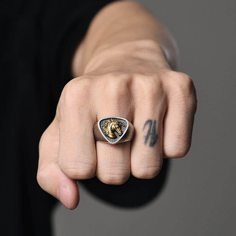 Vintage Western Style Exquisite 3D Horsehead Ring - image 1