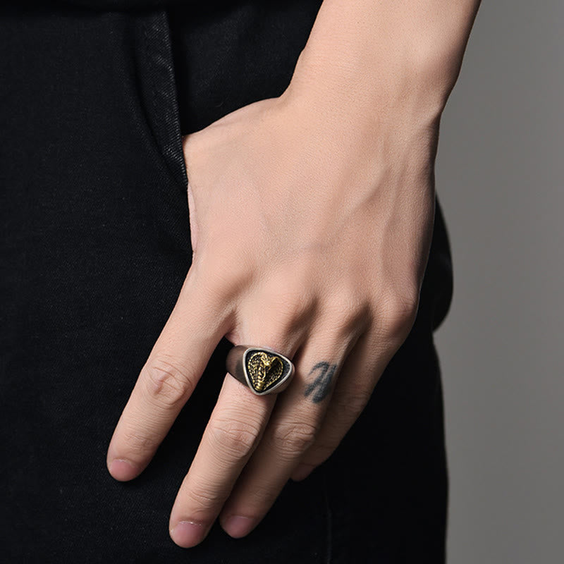 Retro Western Style Fierce Snakehead Ring - image 1