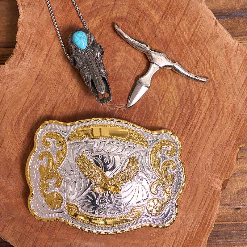 Gold Eagle DIY Belt Buckle Turquoise Longhorn Bull Pendant Bundle Set - image 2