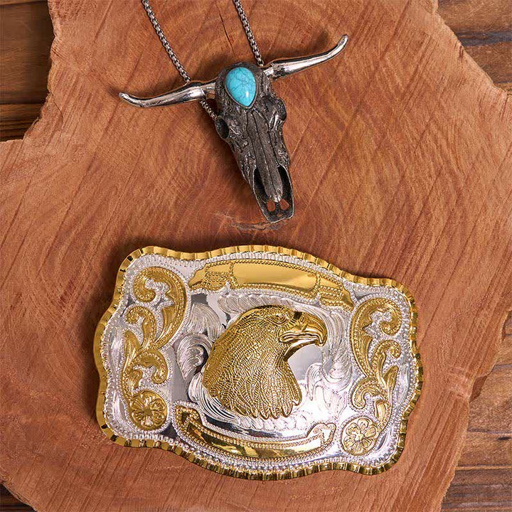 Eagle Head DIY Belt Buckle Turquoise Longhorn Bull Pendant Bundle Set - Eagle Head - Without Belt - Not Include Belt - image 1