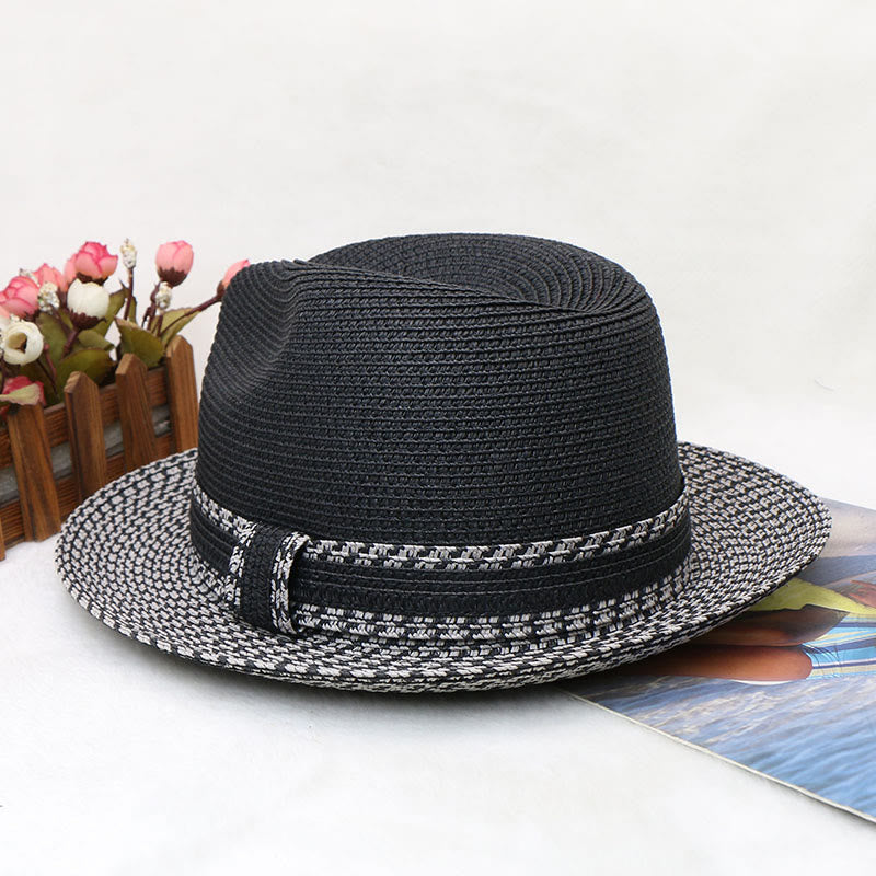 Color Blocking Design Men's Woven Cowboy Hat - image 1