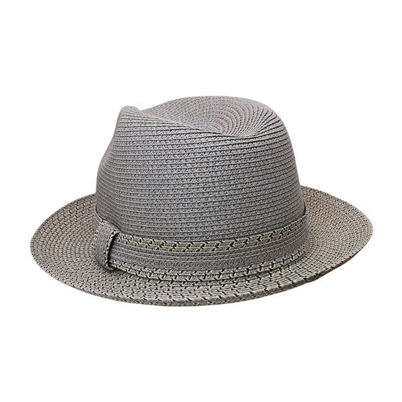 Color Blocking Design Men's Woven Cowboy Hat - Grey - Adjustable (21 5/8"-22 7/8") - image 8