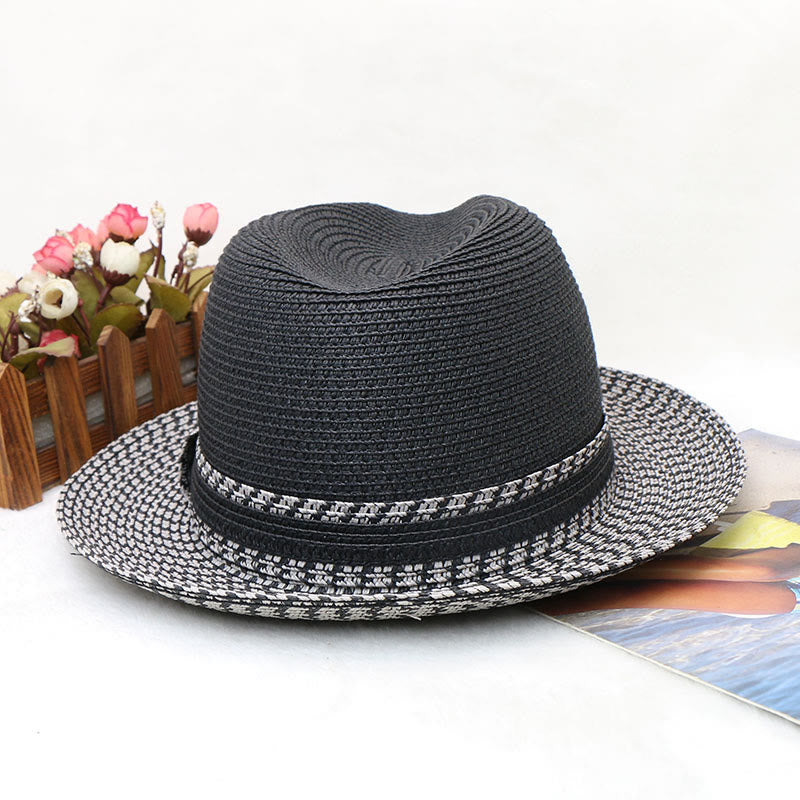 Color Blocking Design Men's Woven Cowboy Hat - image 3