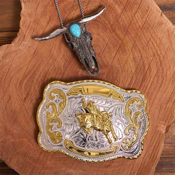 Horse Riding DIY Belt Buckle Turquoise Longhorn Bull Pendant Bundle Set - Horse Riding - Without Belt - Not Include Belt - image 1