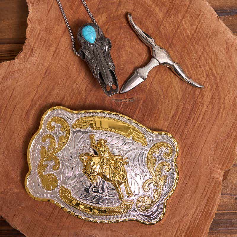 Horse Riding DIY Belt Buckle Turquoise Longhorn Bull Pendant Bundle Set - image 2