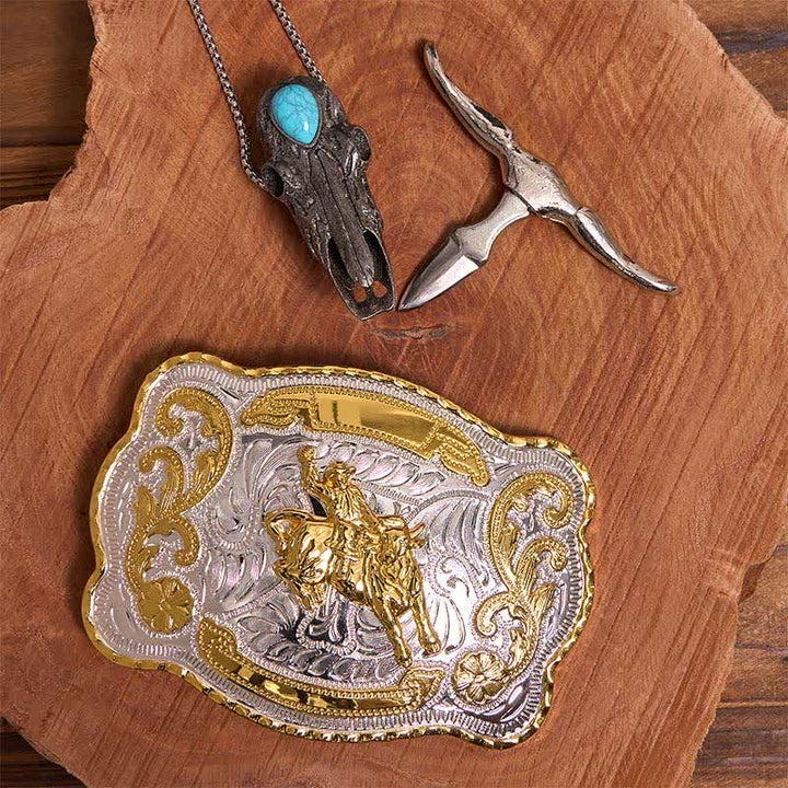 Horse Riding DIY Belt Buckle Turquoise Longhorn Bull Pendant Bundle Set - image 2