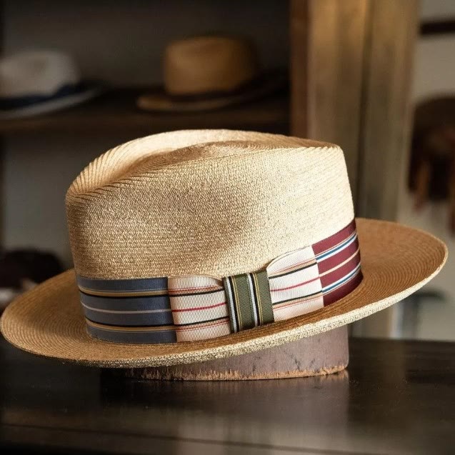 Colorful Striped Band Bow Men's Woven Cowboy Hat - image 0