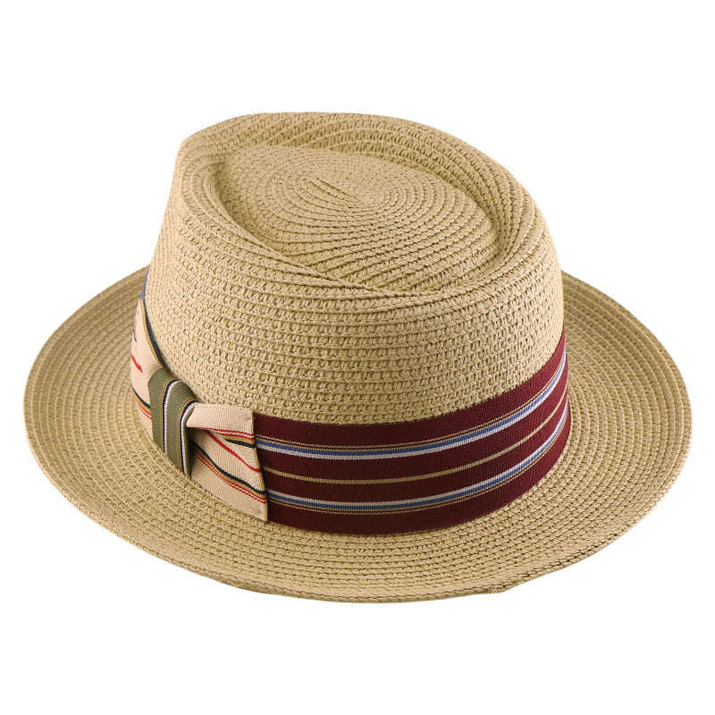 Colorful Striped Band Bow Men's Woven Cowboy Hat - image 3