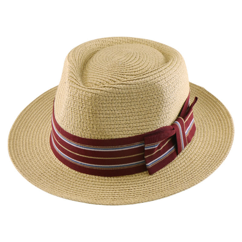 Colorful Striped Band Bow Men's Woven Cowboy Hat - image 10