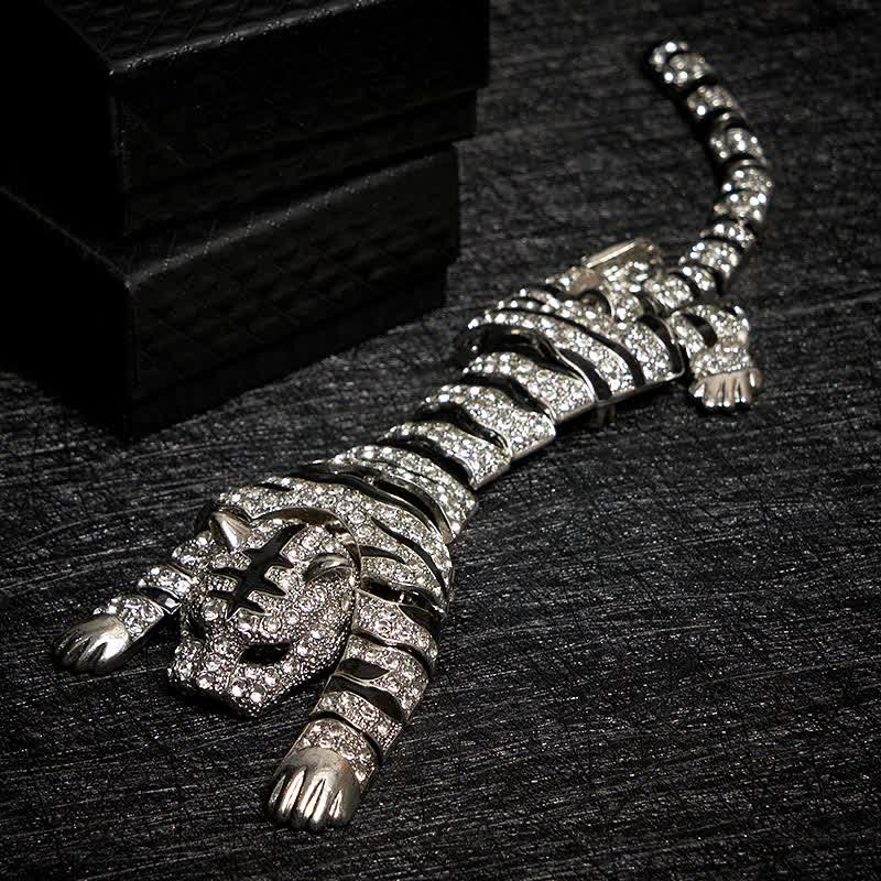 Men's Majestic Tiger Large Luxury Sparkling Rhinestone Brooch - image 1