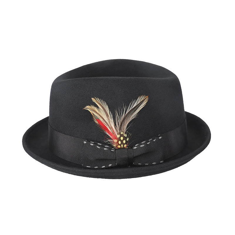 Feather Bow Decorative Ribbon Men's Cowboy Hat - Black - M (22 1/2"-22 7/8") - image 5