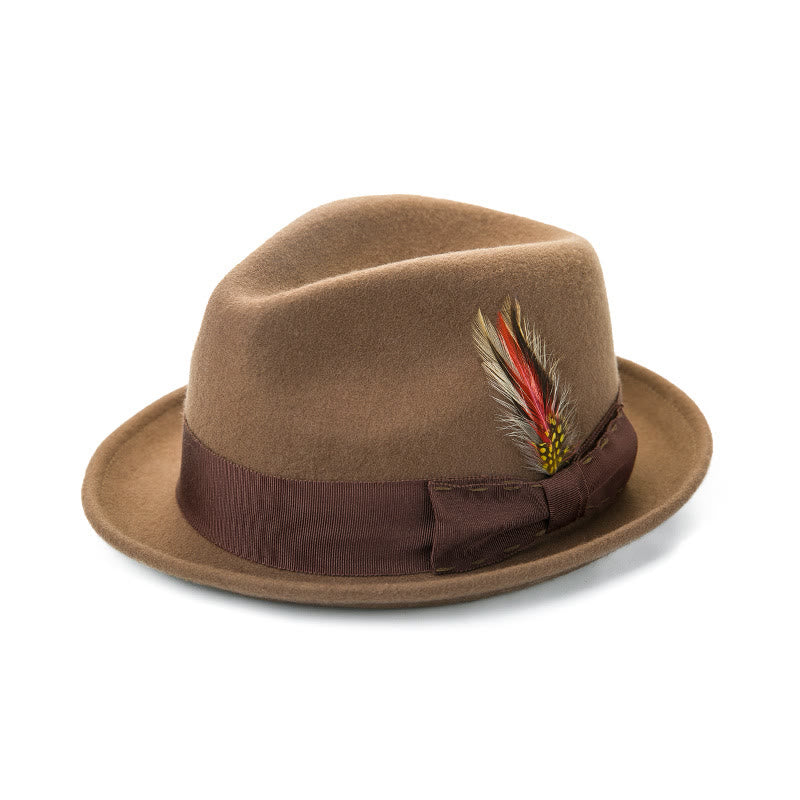 Feather Bow Decorative Ribbon Men's Cowboy Hat - Camel - M (22 1/2"-22 7/8") - image 0