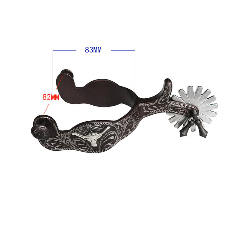 Halloween Silver Exquisite Handmade Carved Cowboy Spurs - image 4