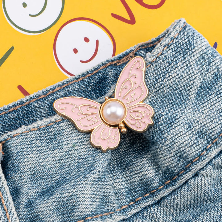 Women's Pearl & Butterfly Nail-Free Pants Belt Clip - Patterned Pearl Butterfly - Pink - image 3