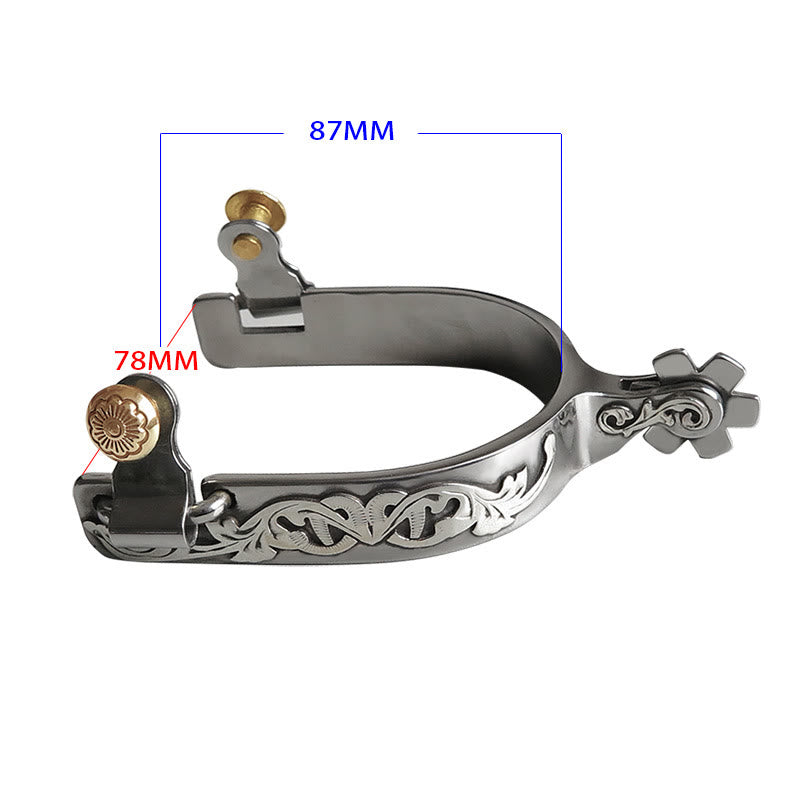 Halloween Silver Hand Carved With Gear Cowboy Spurs - image 4