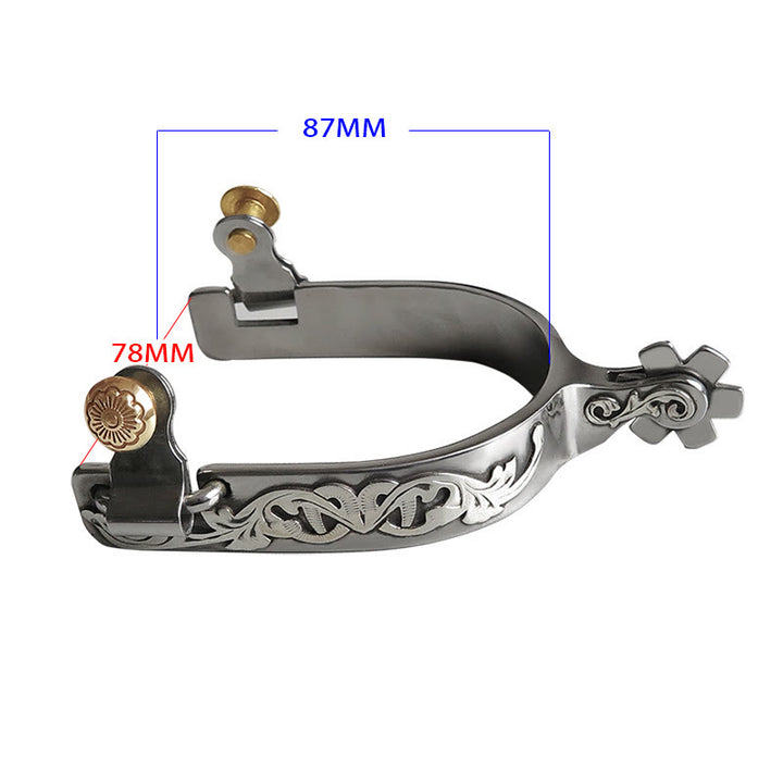 Halloween Silver Hand Carved With Gear Cowboy Spurs - image 4