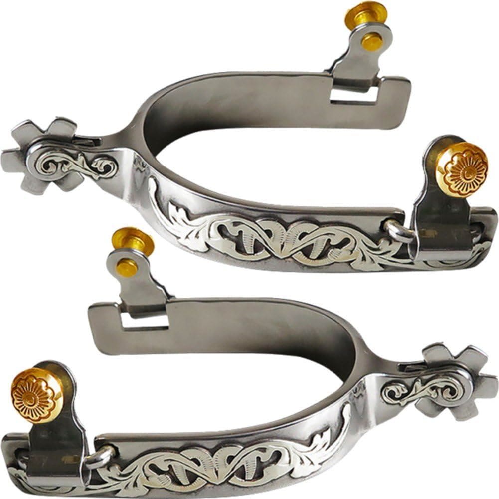 Halloween Silver Hand Carved With Gear Cowboy Spurs - image 3