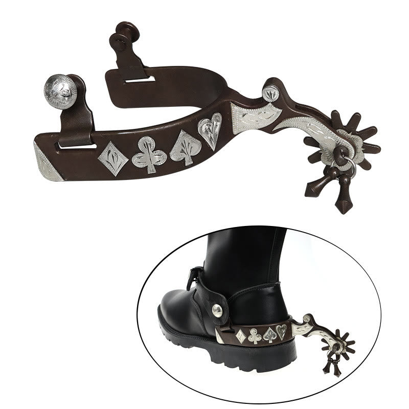 Halloween Carved Heart-shaped Square Cowboy Spurs With Pendant - Brown - image 1