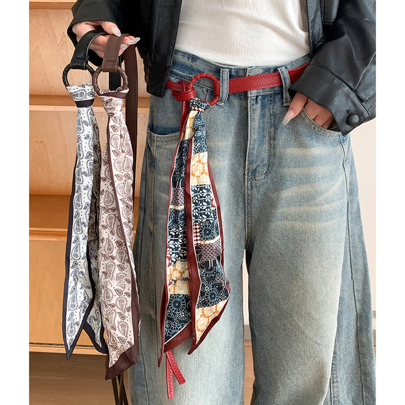 Fashion Leather Printed Women's Silk Belt - image 1