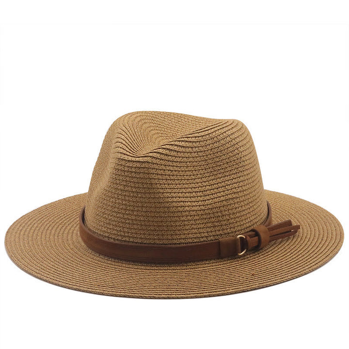 Outdoor Sunshade Knitted Men's Cowboy Hat With Brown Belt - Khaki - M (22 "-22 7/8") - image 0