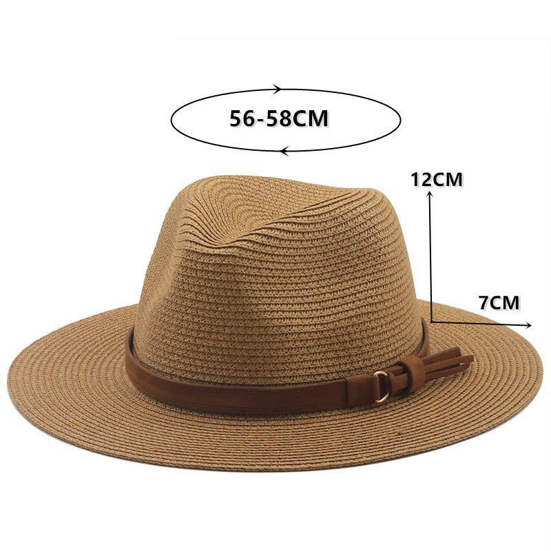 Outdoor Sunshade Knitted Men's Cowboy Hat With Brown Belt - image 1