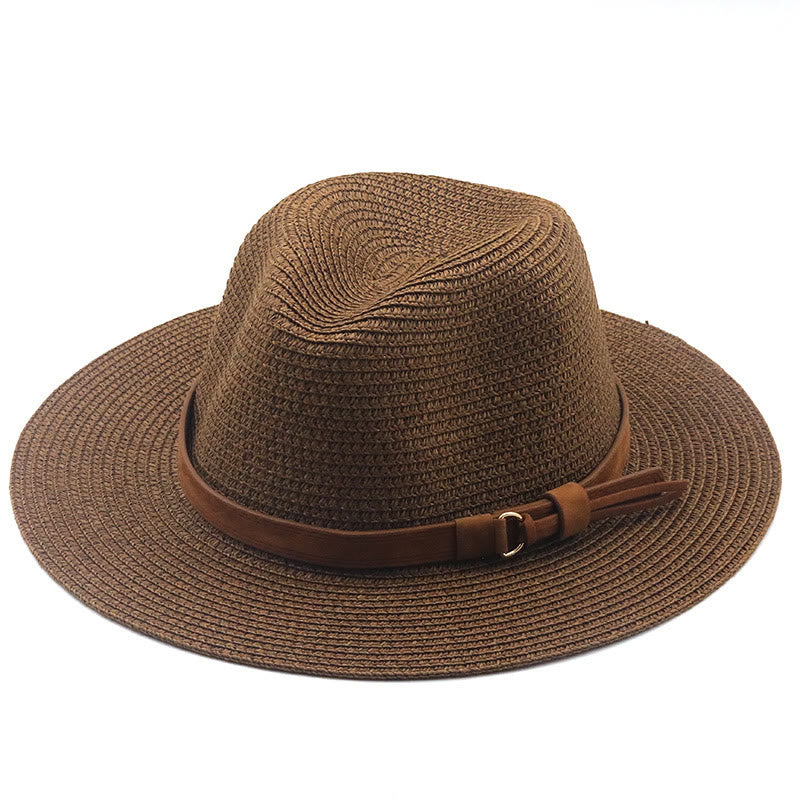 Outdoor Sunshade Knitted Men's Cowboy Hat With Brown Belt - Coffee - M (22 "-22 7/8") - image 7