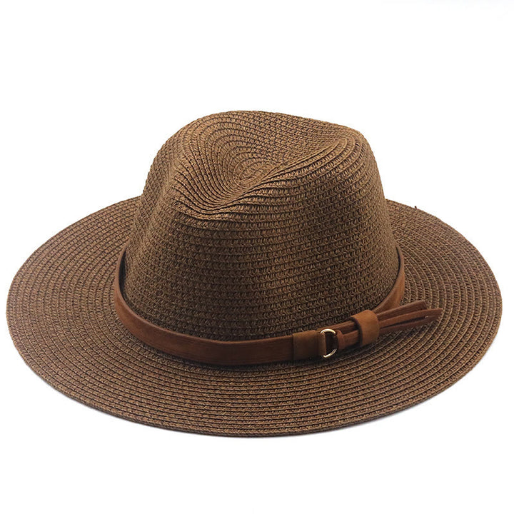 Outdoor Sunshade Knitted Men's Cowboy Hat With Brown Belt - Coffee - M (22 "-22 7/8") - image 7