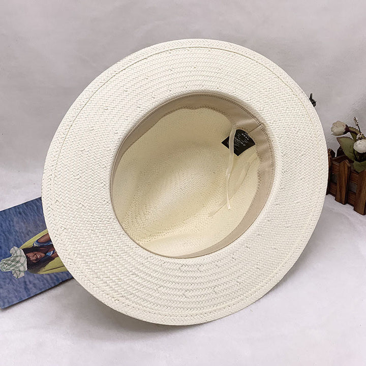 Hand Woven Solid Color With Strap Men's Cowboy Hat - image 3