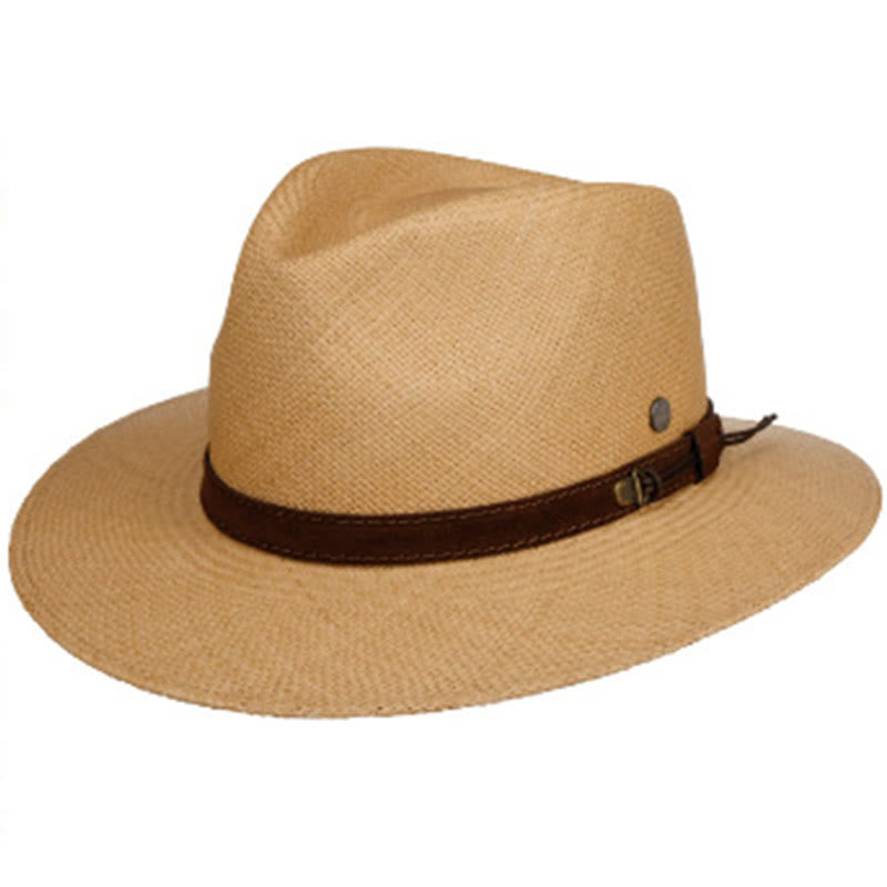 Hand Woven Solid Color With Strap Men's Cowboy Hat - Light Brown - L (22 7/8"-23 5/8") - image 4