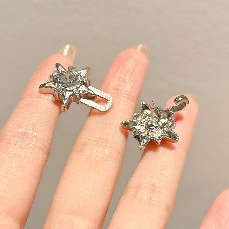 Silver Pentagram Diamond Studded Waist Adjustment Belt Clip - image 1