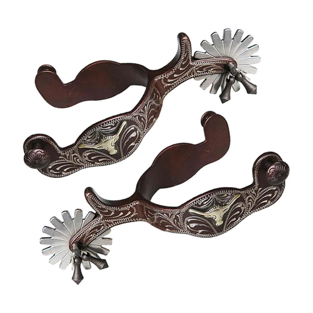 Halloween Silver Exquisite Handmade Carved Cowboy Spurs - image 3
