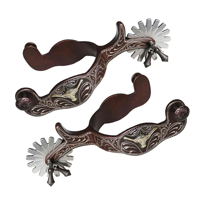 Halloween Silver Exquisite Handmade Carved Cowboy Spurs - image 3