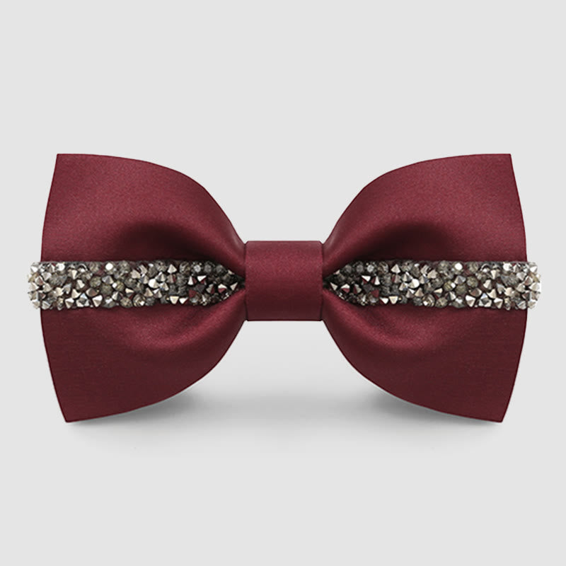 Men's Shining Chain Groom Bow Tie - Burgundy - image 0