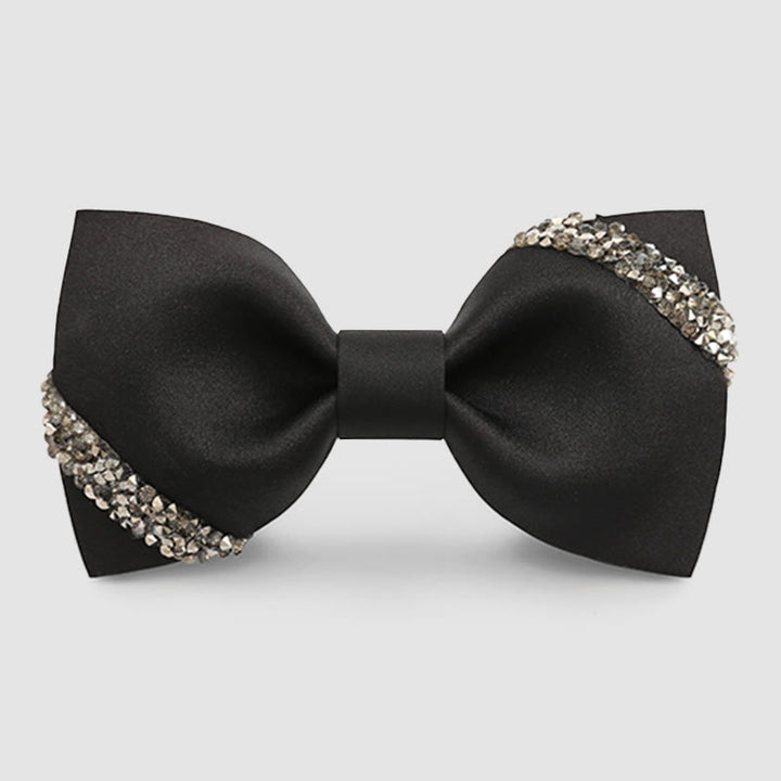 Men's Classy Rhinestone Wedding Bow Tie - Black - image 3