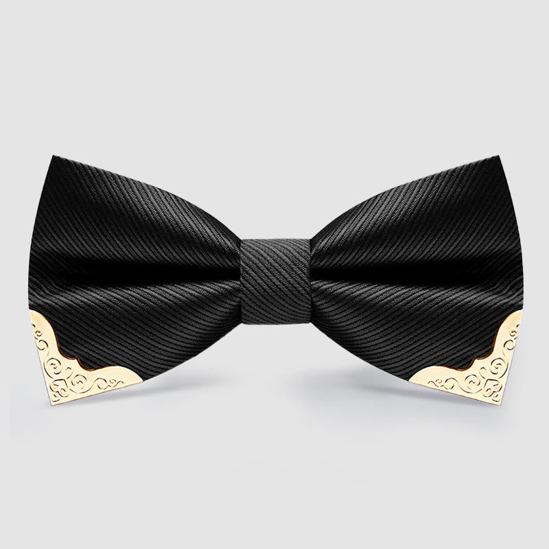 Men's Golden Metal Tipped Twilled Bow Tie - image 0