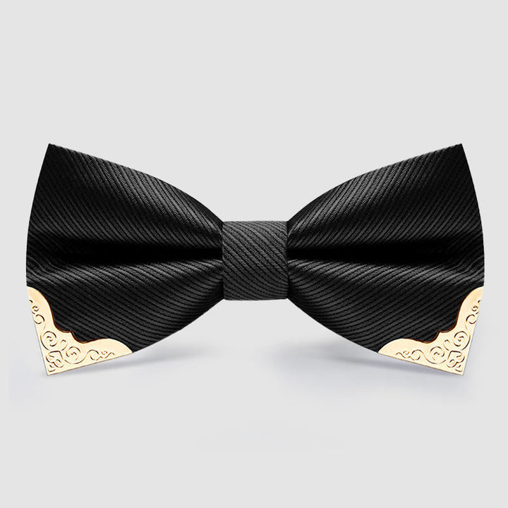 Men's Golden Metal Tipped Twilled Bow Tie - image 0
