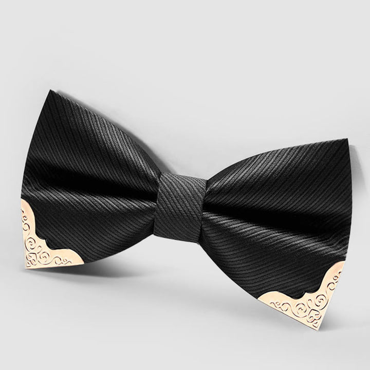 Men's Golden Metal Tipped Twilled Bow Tie - image 4