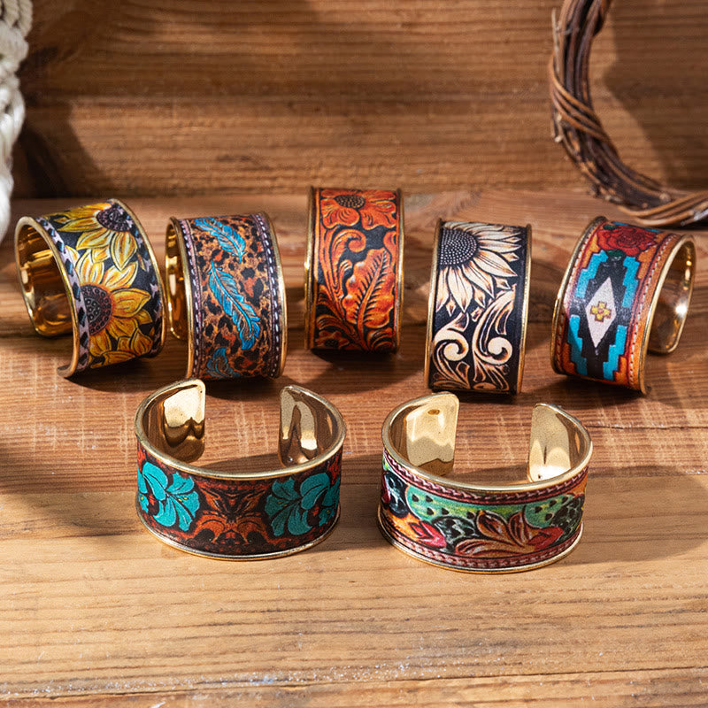 Vintage Vintage Colorful Sunflower Flower Opening Bracelet - image 0