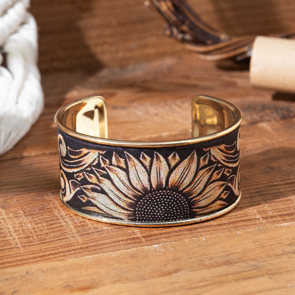 Vintage Vintage Colorful Sunflower Flower Opening Bracelet - Sunflower - image 1