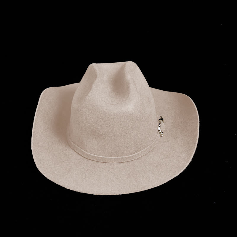 Customizable Text Solid Color Cowboy Hat With Belt - Beige - Adjustable - image 2
