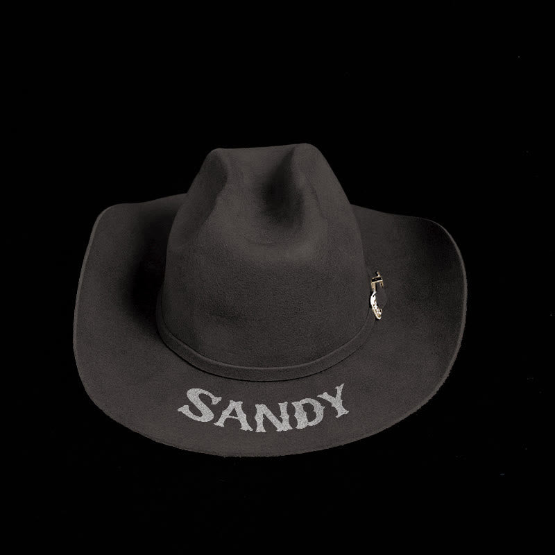 Customizable Text Solid Color Cowboy Hat With Belt - image 11