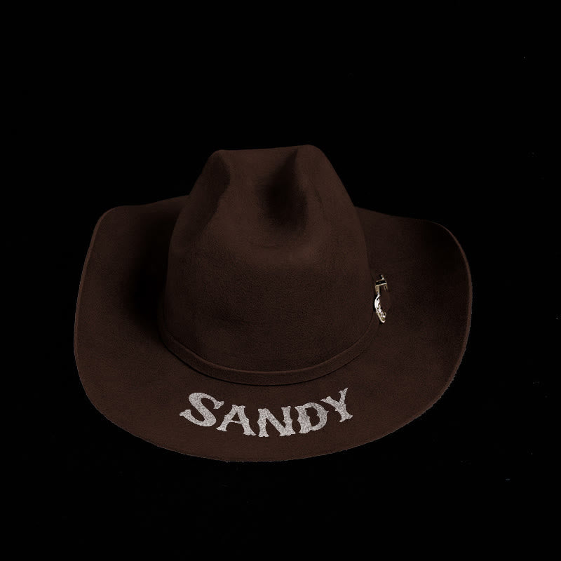Customizable Text Solid Color Cowboy Hat With Belt - image 9