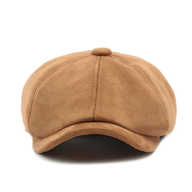 Retro Style Solid Color Suede Octagonal Beret Hat - image 1
