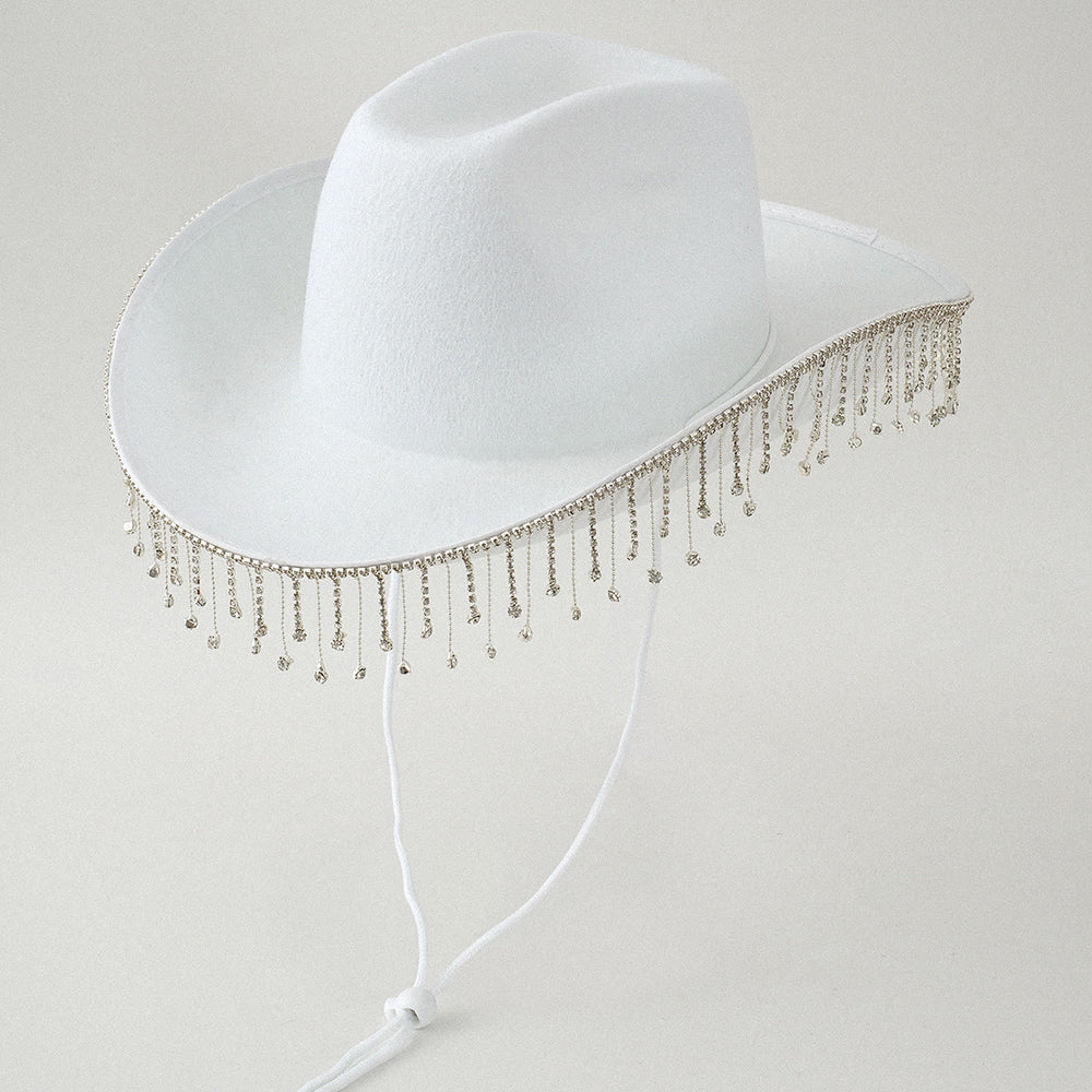 Fashion Tassel Pearl DIY Digital Letter Sticker Cowboy Hat - White - M(22"-22 7/8") - image 1