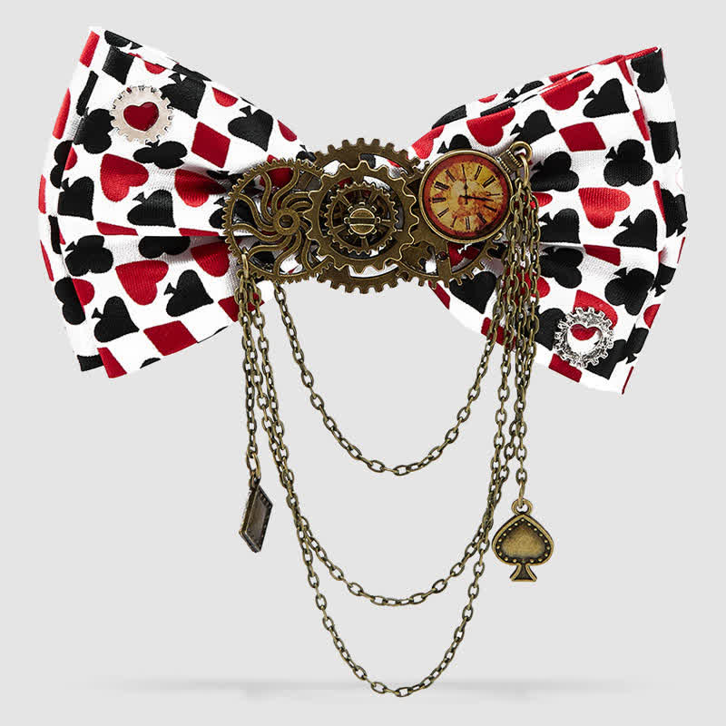 Retro Costume Theme Party Punk Poker Gears Bow Tie - Red - image 0