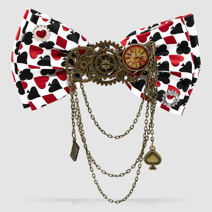 Retro Costume Theme Party Punk Poker Gears Bow Tie - Red - image 0