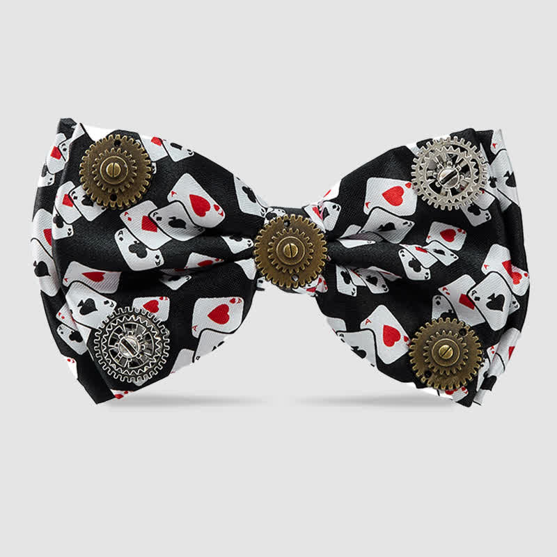 Retro Costume Theme Party Punk Poker Gears Bow Tie - Black - image 2