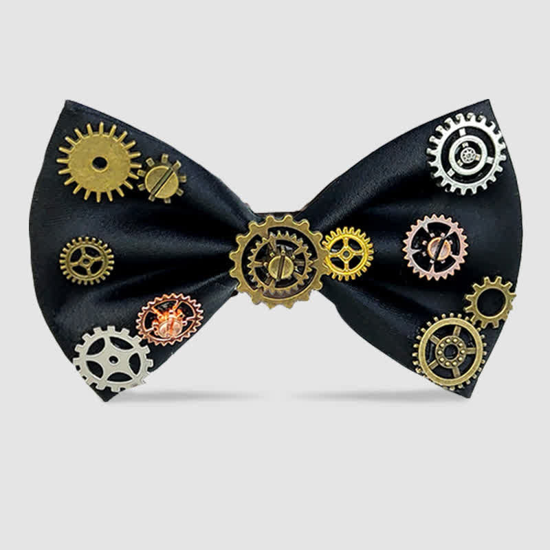 Industrial Aesthetic Steampunk Gear Embellished Bow Tie - image 1