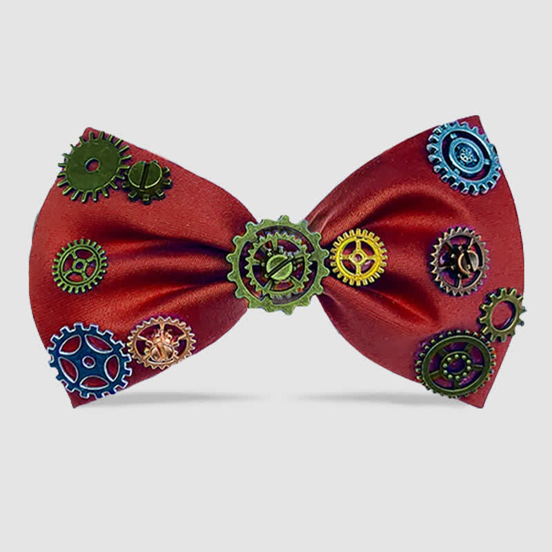 Industrial Aesthetic Steampunk Gear Embellished Bow Tie - image 7